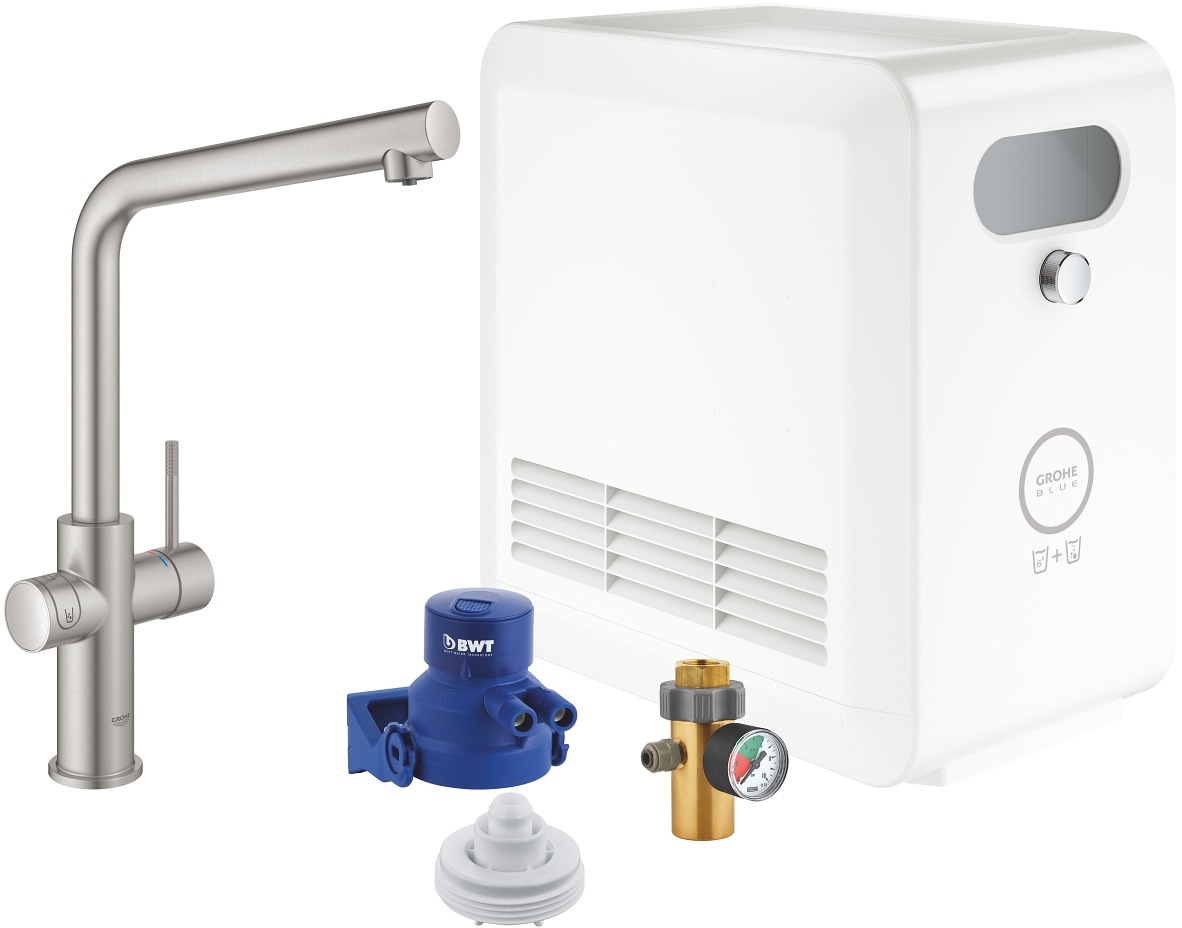 Grohe Blue keukenkraan starterkit staand SuperSteel 31347DC3