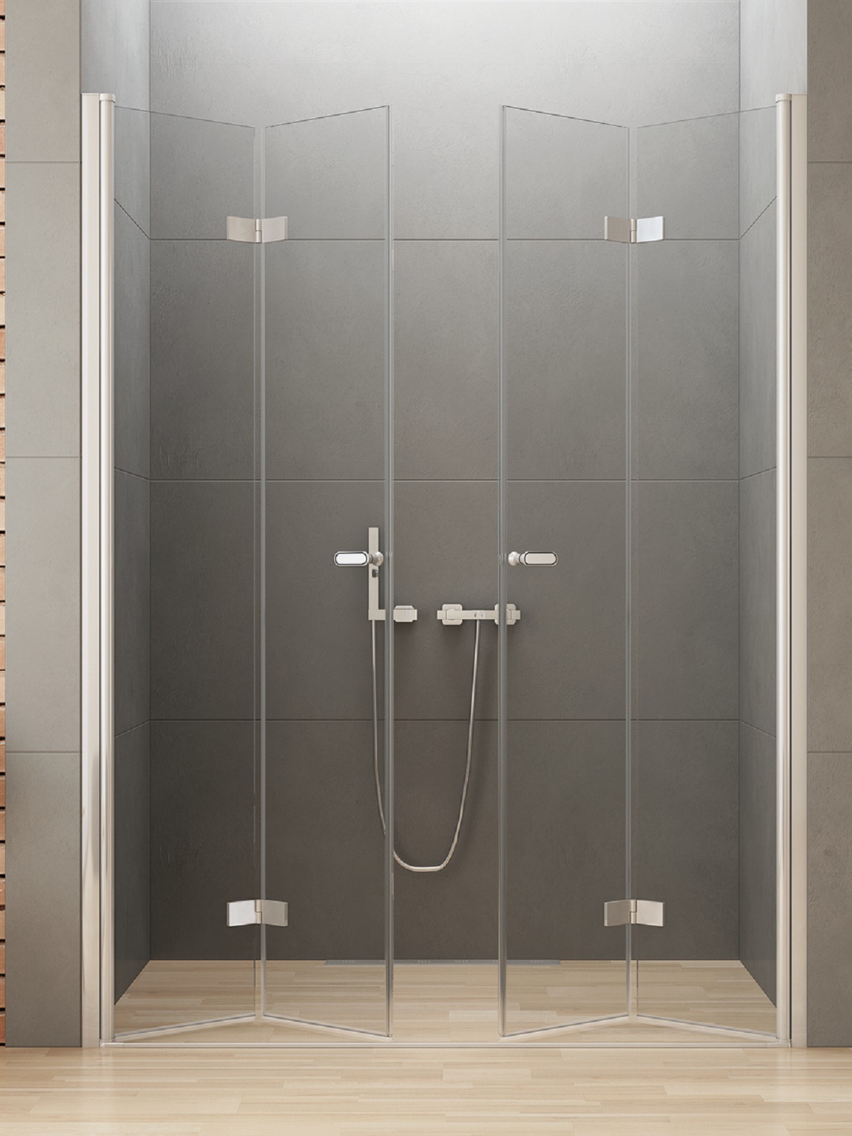 New Trendy New Soleo douchedeur 130 cm vouwbaar chroom glans/helder glas D-0258A
