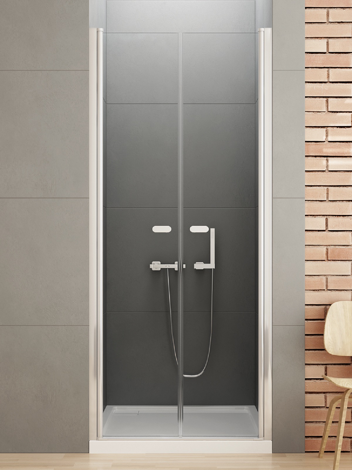 New Trendy New Soleo douchedeur 130 cm kantelbaar chroom glans/helder glas D-0168A