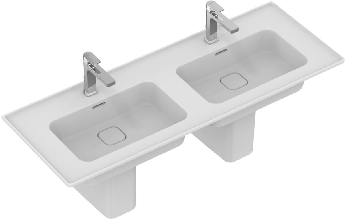 Ideal Standard Strada II wastafel 124x46 cm rechthoekig klassiek-meubel-dubbele wit glans T300501