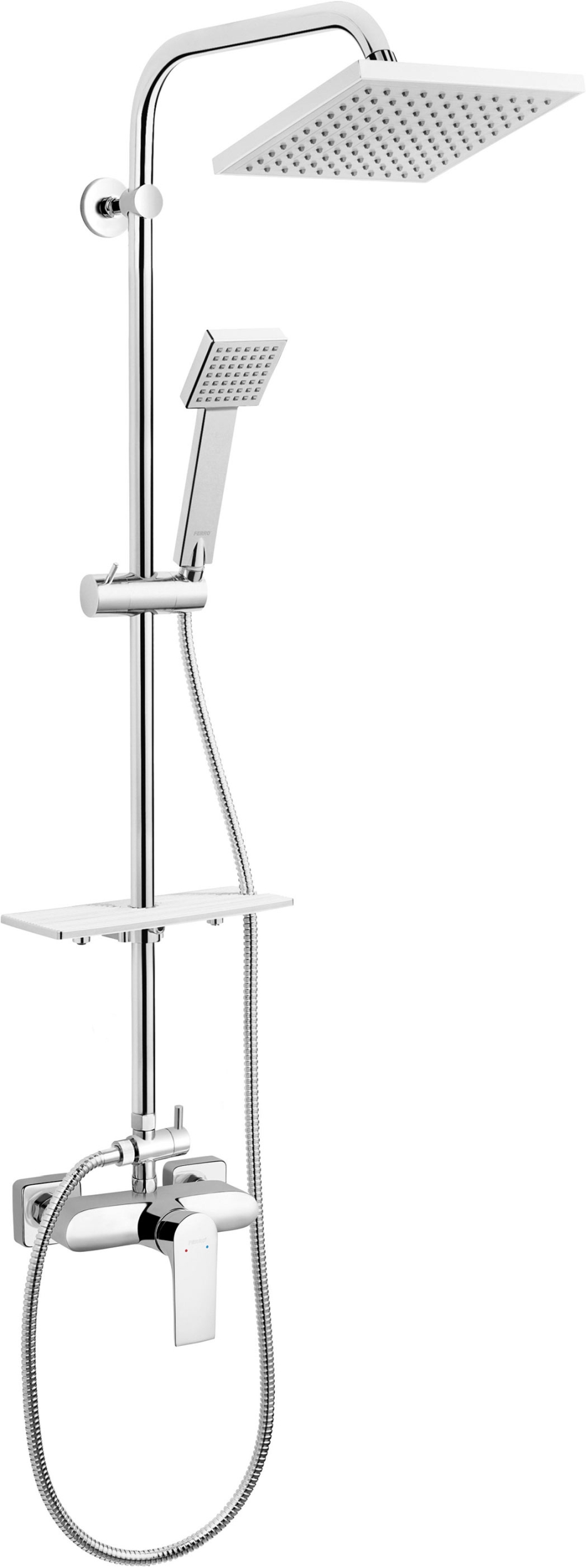 Ferro Algeo Square doucheset wand met regendouche chroom NP74-BAQ7U