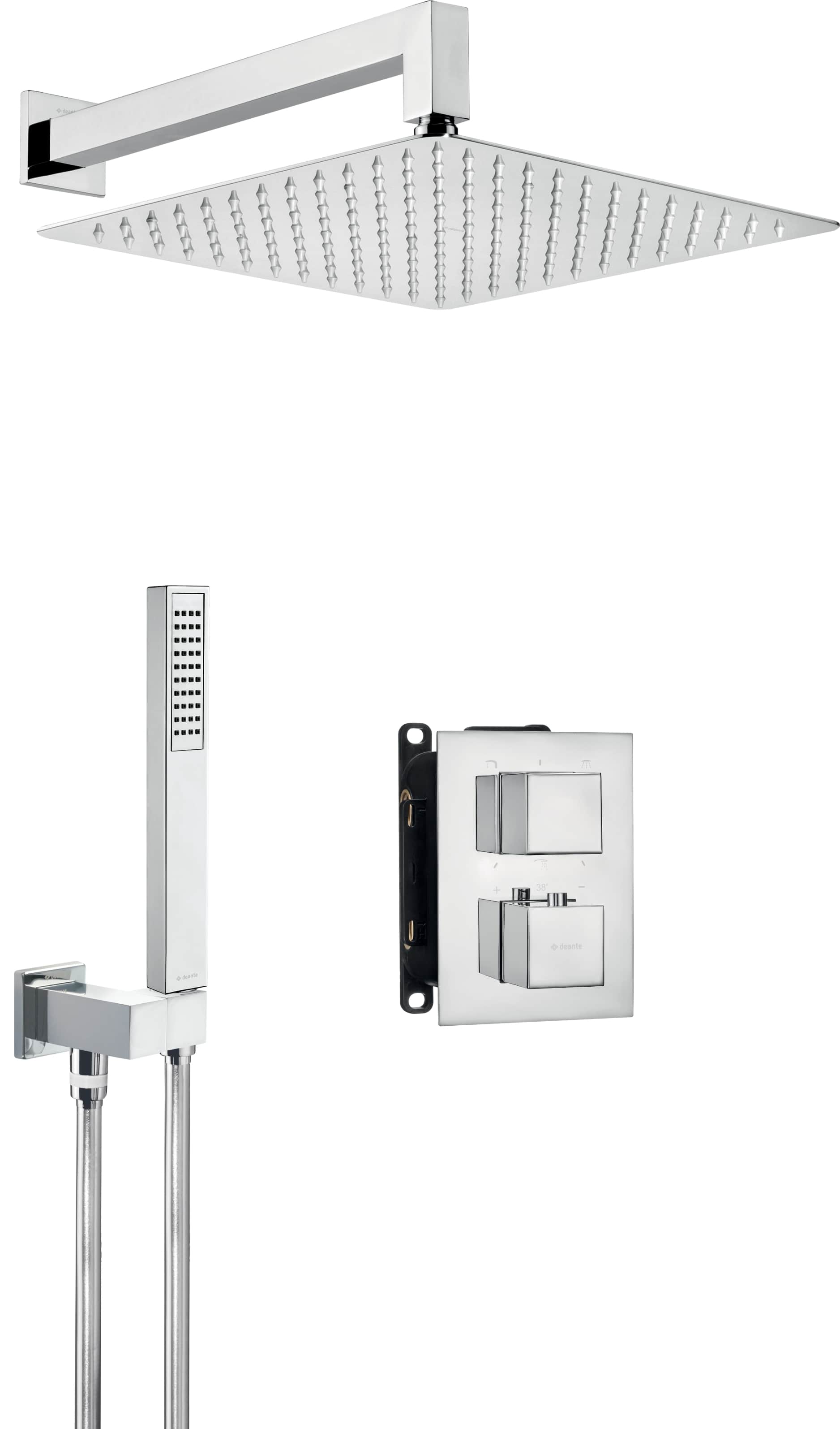 Deante Box doucheset inbouw met thermostaat met regendouche chroom BXYZ0EAT
