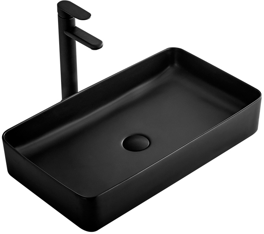 Rea Denis wastafel 61.5x35 cm rechthoekig opbouw zwart mat REA-U3690