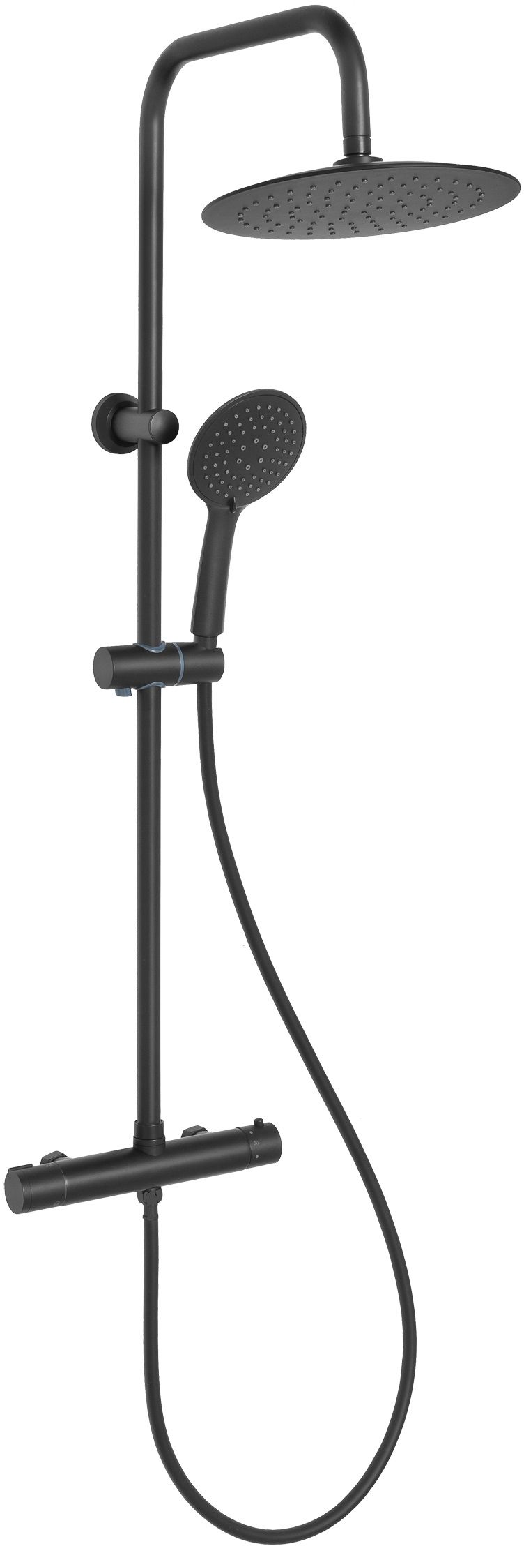 Invena Musta doucheset wand met thermostaat met regendouche zwart AU-84-004