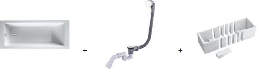 Set rechthoekig bad Oltens Langfoss 10004000, badkuipbehuizing Schedpol Stabilsound 1.028-LED, 03001100