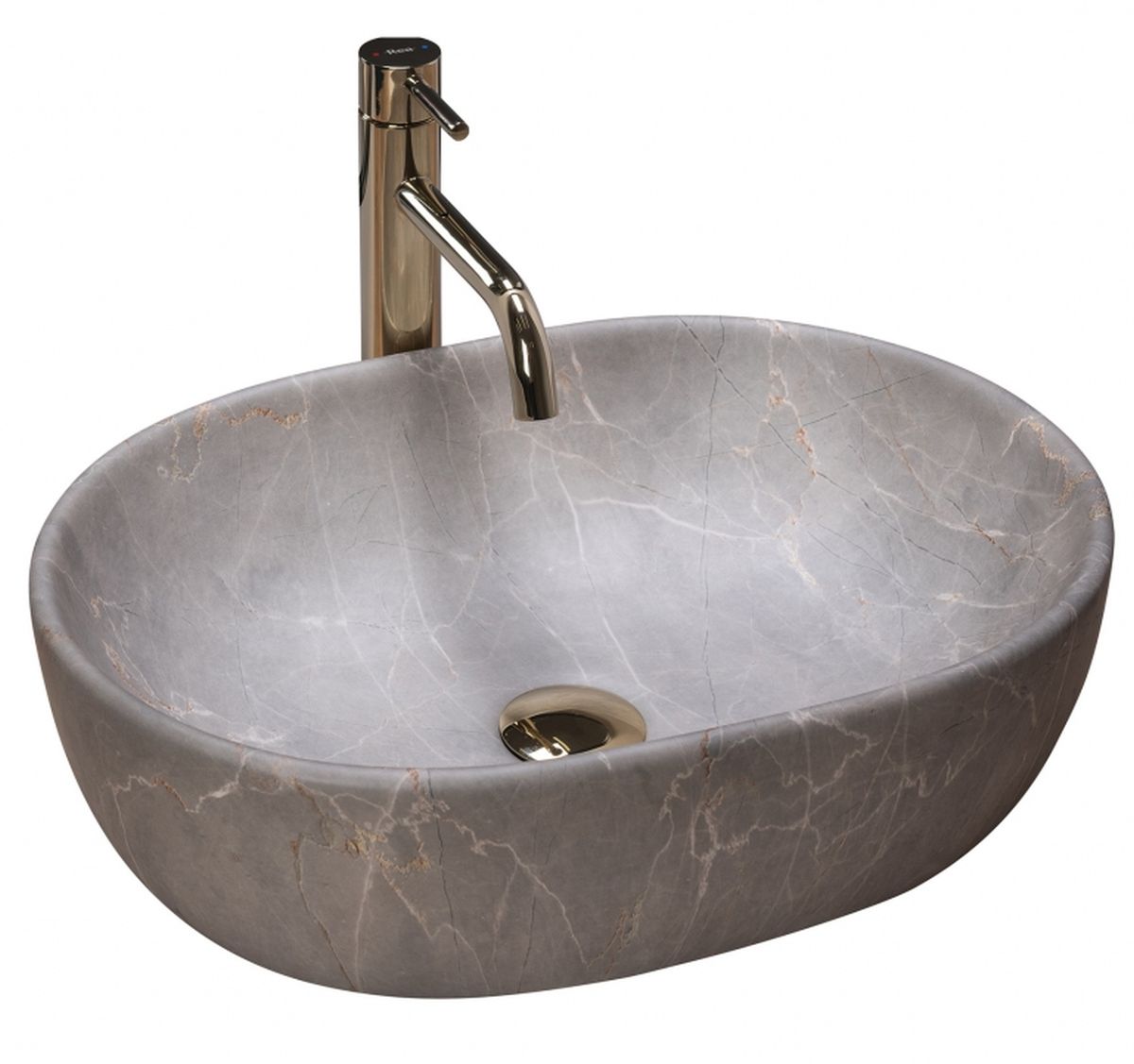 Rea Lara wastafel 48.5x35 cm ovaal opbouw brons/beige mat REA-U9887