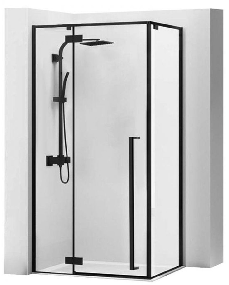 Rea Fargo douchecabine 100x80 cm rechthoekig zwart halfmat/helder glas REA-K6950