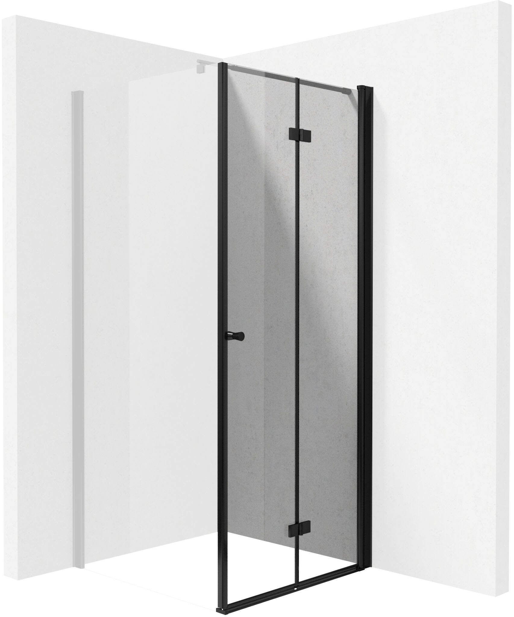 Deante Kerria Plus douchedeur 90 cm vouwbaar zwart mat/helder glas KTSXN41P