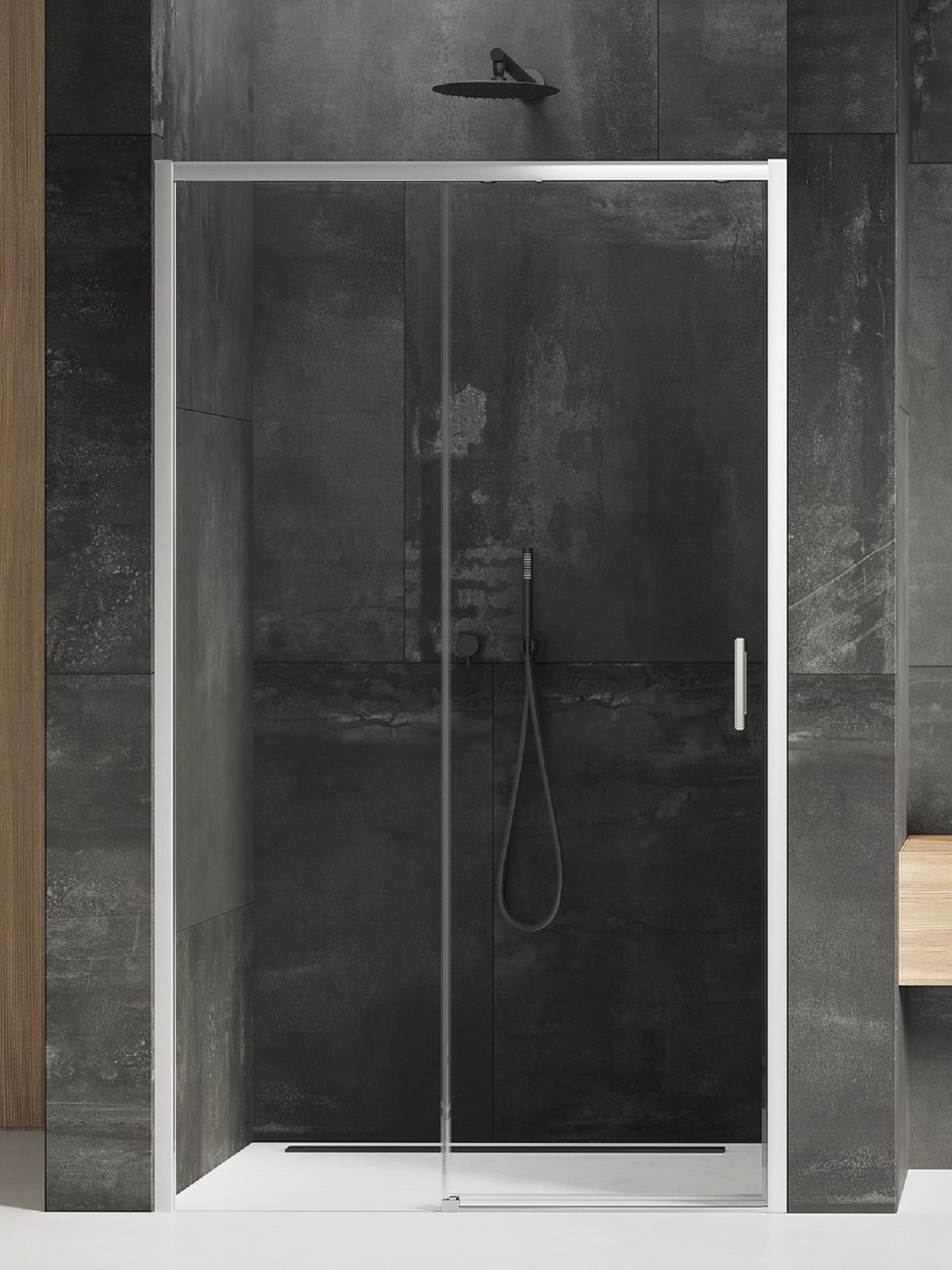 New Trendy Prime douchedeur 120 cm schuifbaar chroom glans/helder glas D-0302A