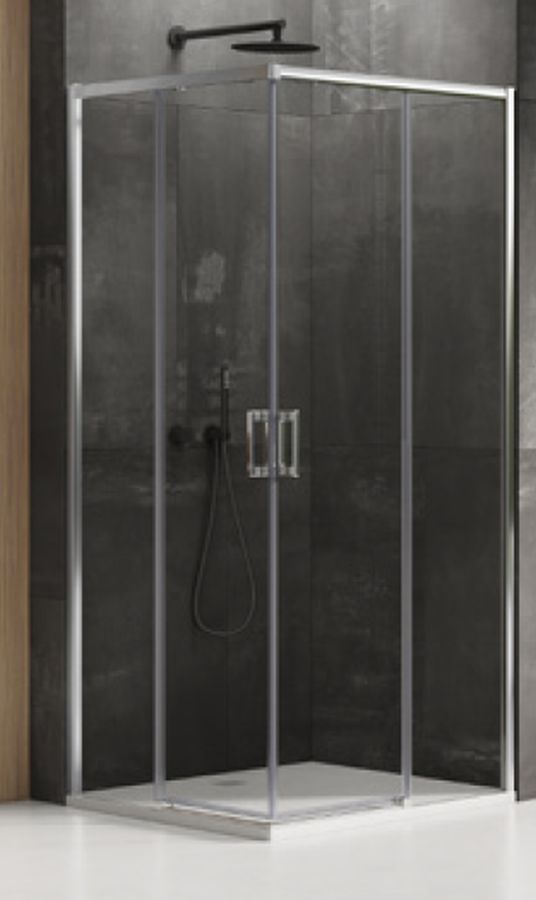 New Trendy Prime douchecabine 90x80 cm rechthoekig chroom glans/helder glas D-0296A/D-0295A