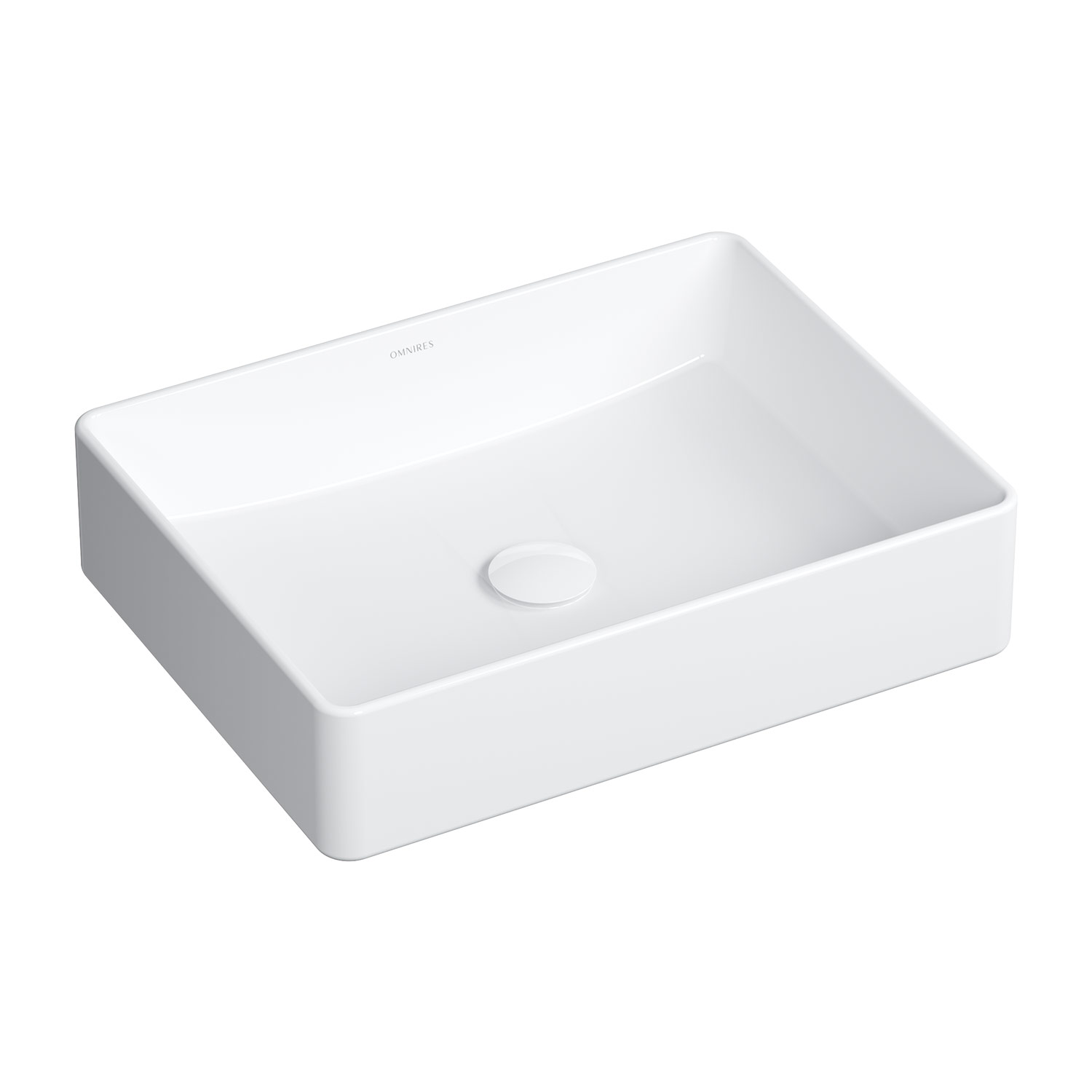 Omnires Pasadena wastafel 47x36 cm rechthoekig opbouw wit glans PASADENA470BP