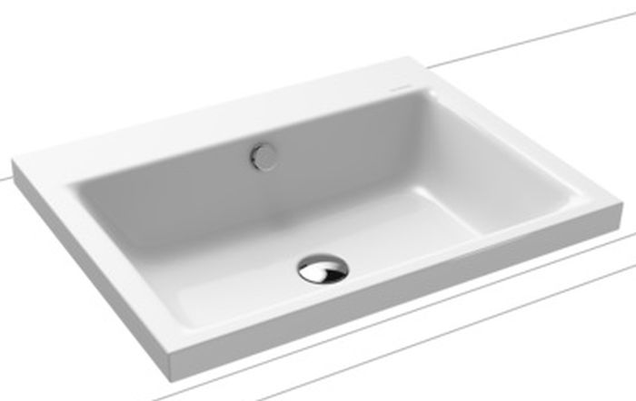 Kaldewei Puro wastafel 60x46 cm rechthoekig opbouw wit glans 900406003001