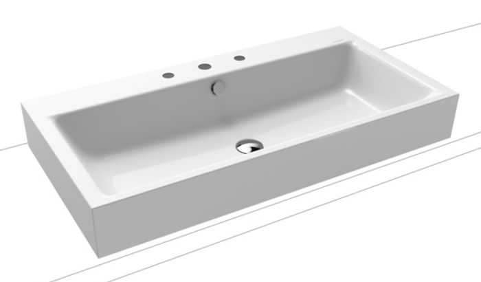 Kaldewei Puro wastafel 90x46 cm rechthoekig opbouw wit glans 900806033001
