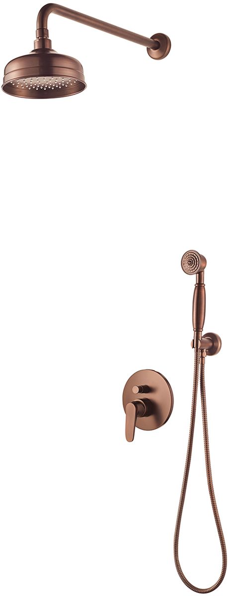 Omnires Art Deco doucheset inbouw met regendouche koper SYSAD28ORB