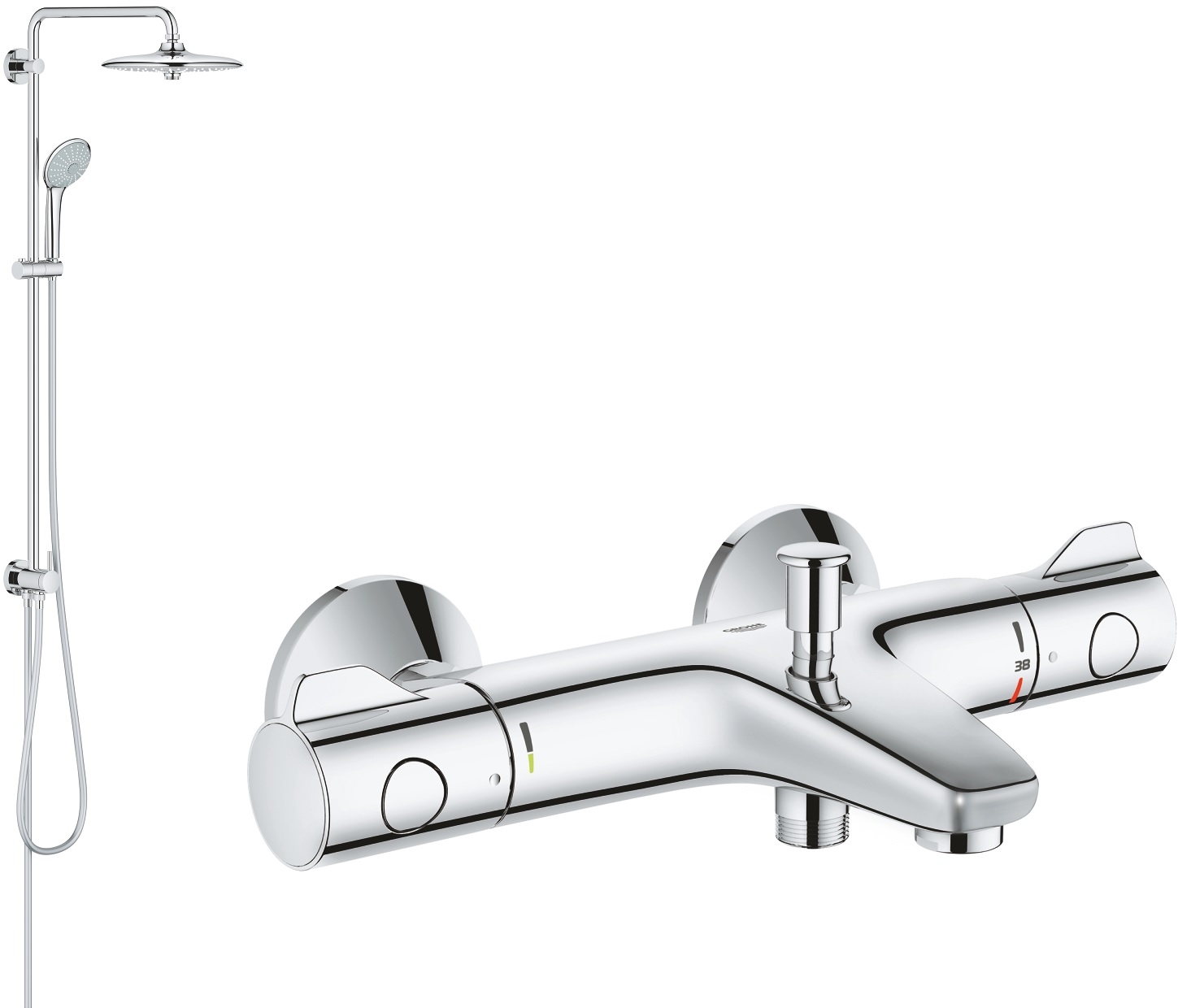 Set doucheset Grohe Euphoria 27421002, bad- en douchekraan Grohe Grohtherm 800 34567000