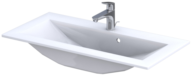 Oristo Silver wastafel 90x45 cm rechthoekig meubel wit glans UME-SI-90-92