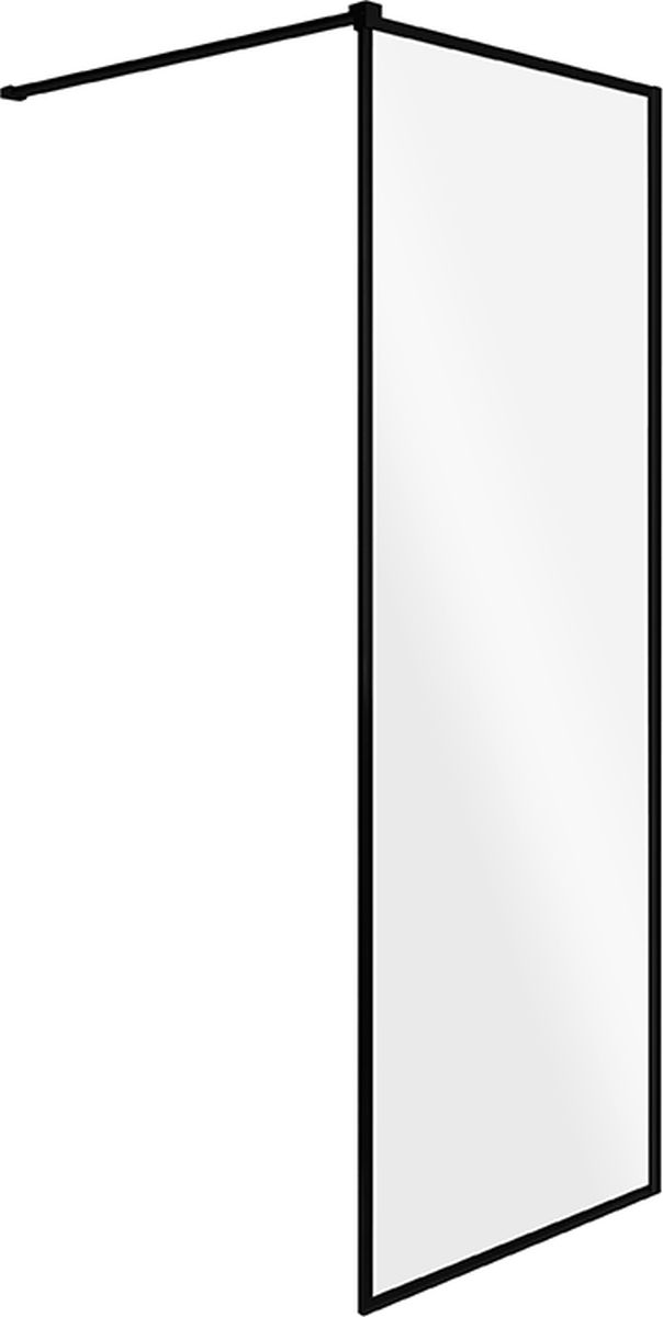 Besco Toca douchewand 100 cm zwart mat/helder glas TCB-100-190C