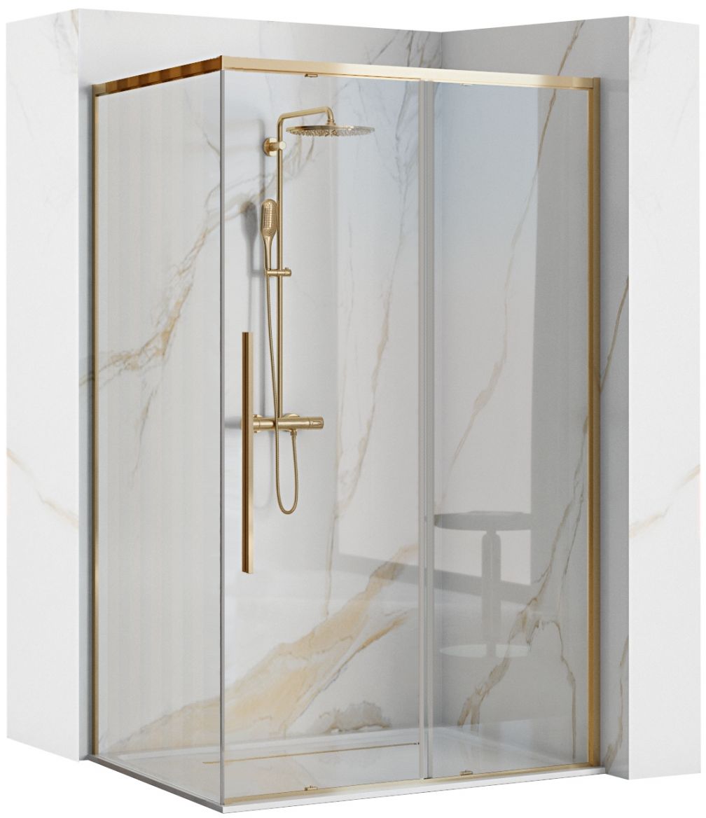 Rea Solar Gold douchecabine 90x90 cm vierkant gouden glans/helder glas REA-K4900