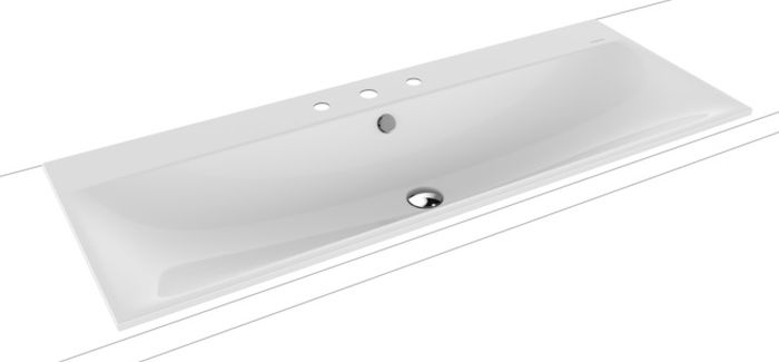 Kaldewei Silenio wastafel 120x46 cm rechthoekig inbouw wit mat 907906033001