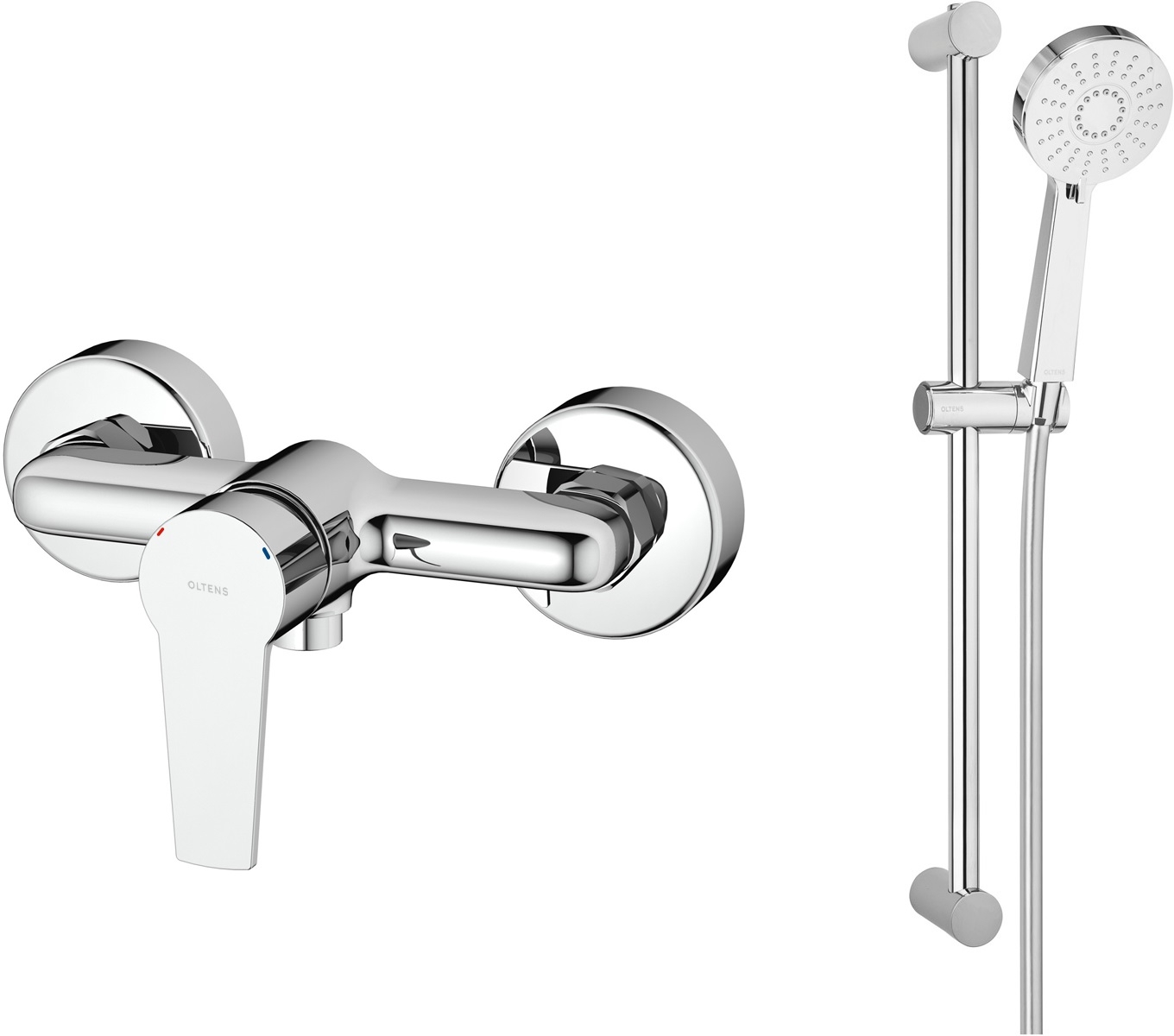 Set douchekraan Oltens Jog 33003100, douchestang Oltens Alling 37300100, 37201100, 37101100