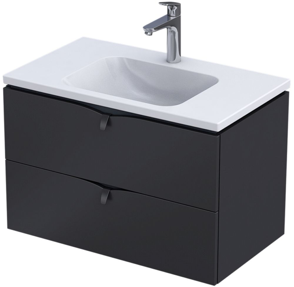 Oristo Siena kast 79.6x45.5x50 cm hangend onder de wastafel zwart OR45-SD2S-80-8