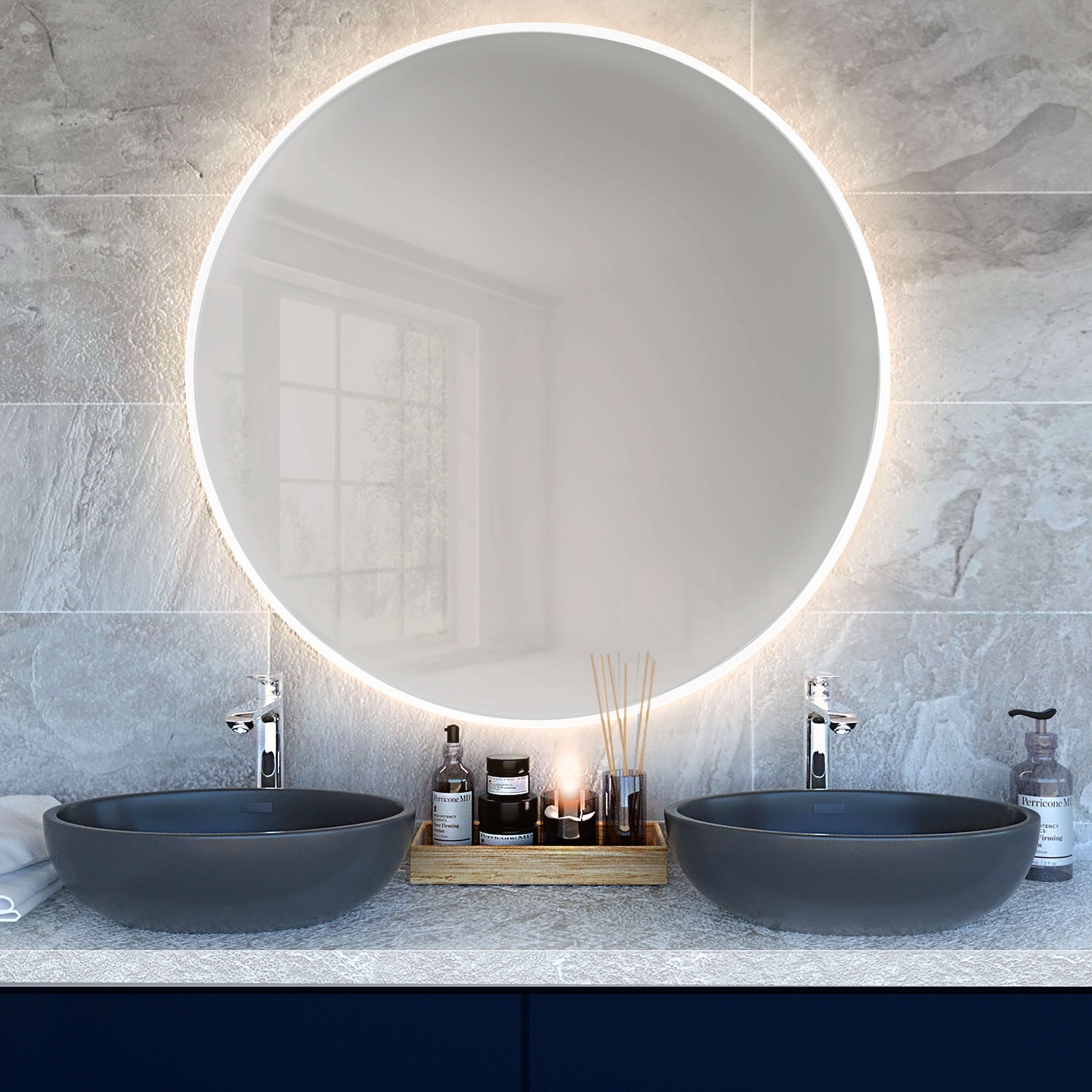 Baltica Design Bright spiegel 90x90 cm rond met verlichting wit 5904107900377