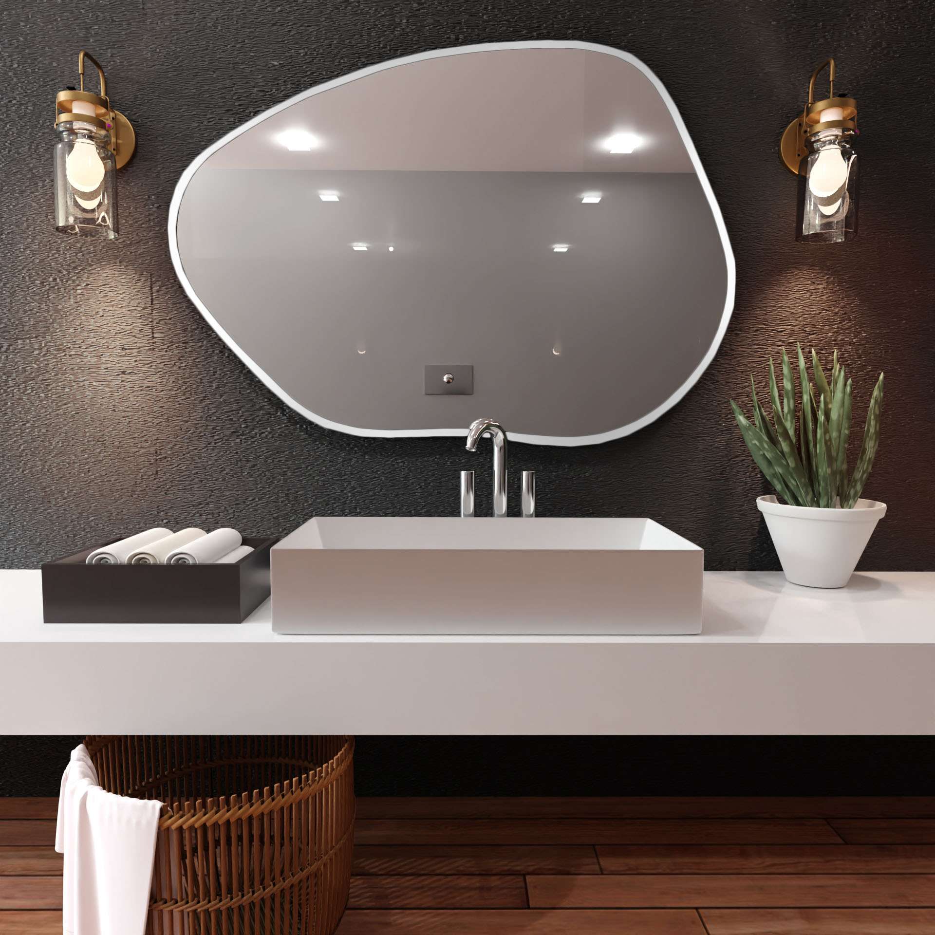 Baltica Design Tiny Borderbright Stain I spiegel 100x72 cm met verlichting wit 5904107901206
