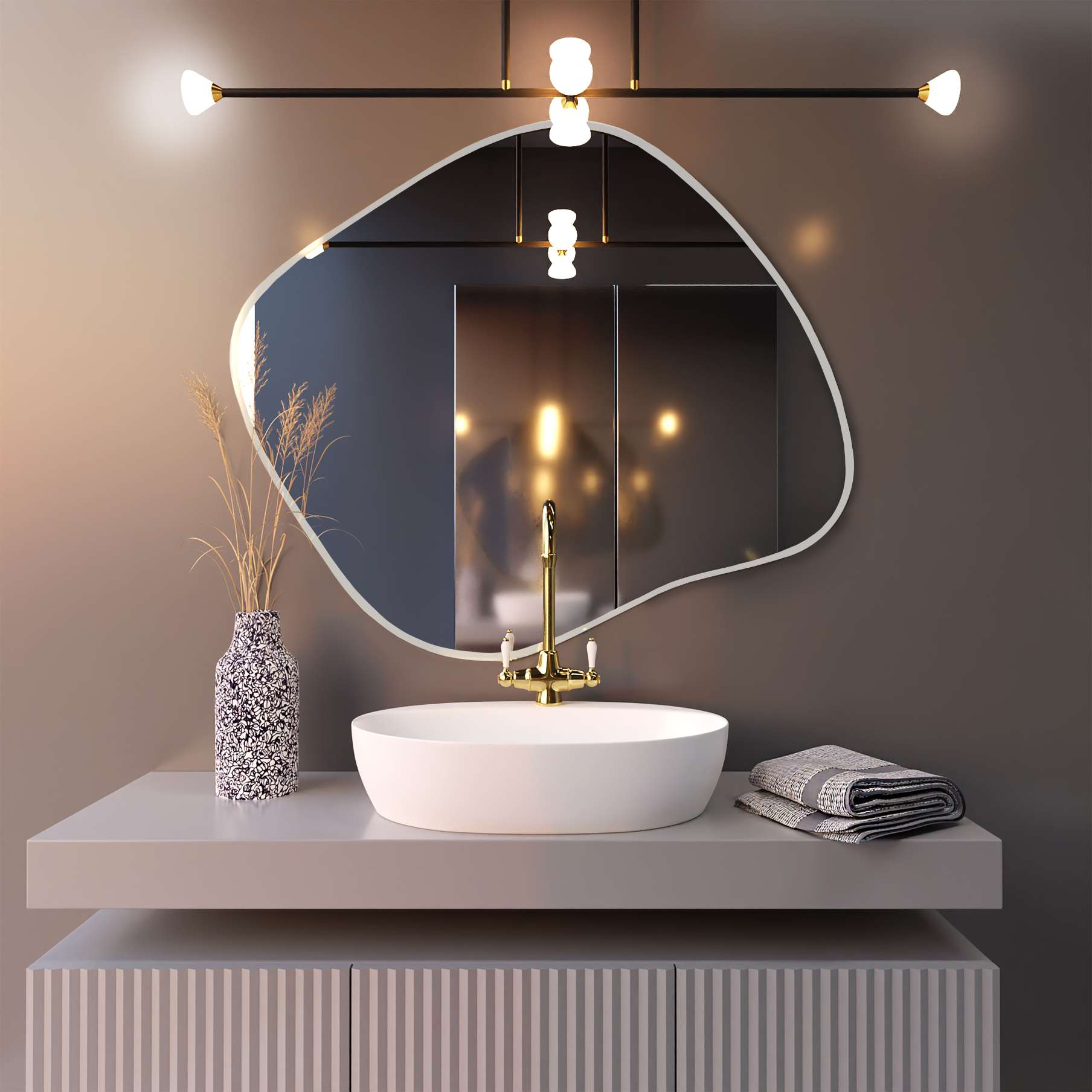 Baltica Design Tiny Borderbright Stain III spiegel 100x86 cm met verlichting wit 5904107902661
