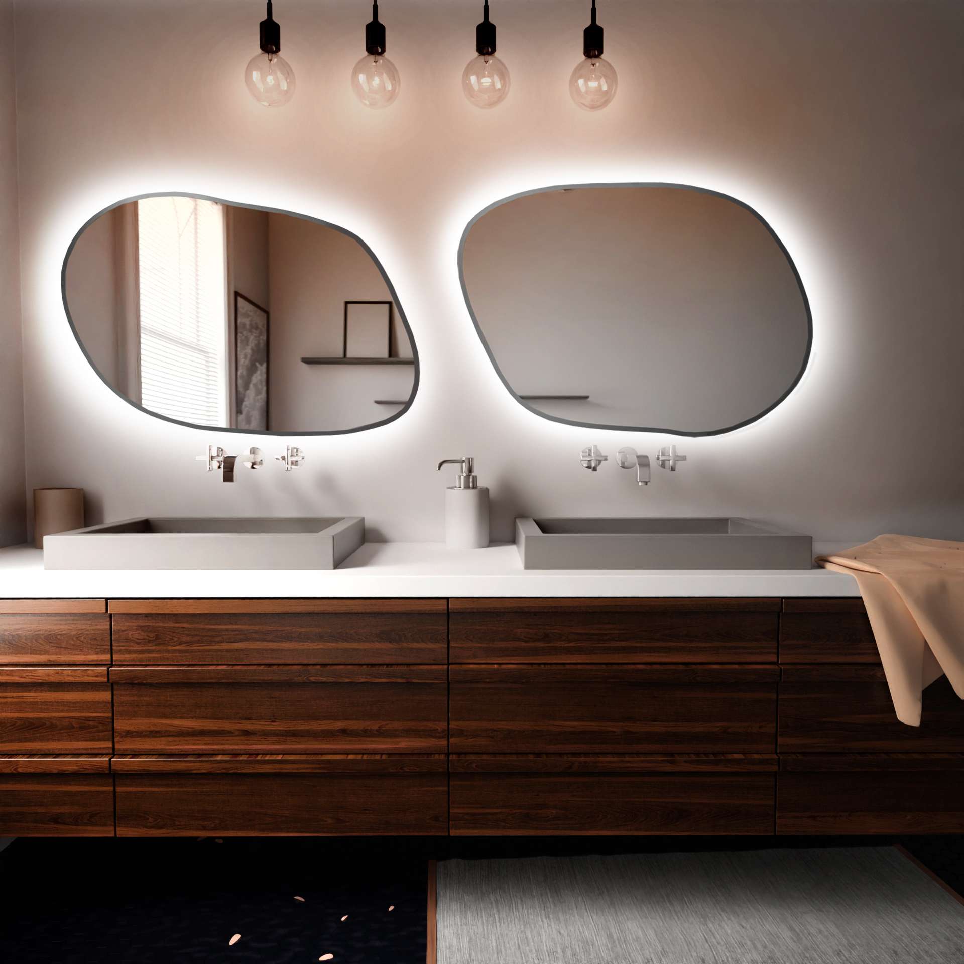 Baltica Design Tiny Borderbright Stain IV spiegel 60x43 cm met verlichting zilveren 5904107902968