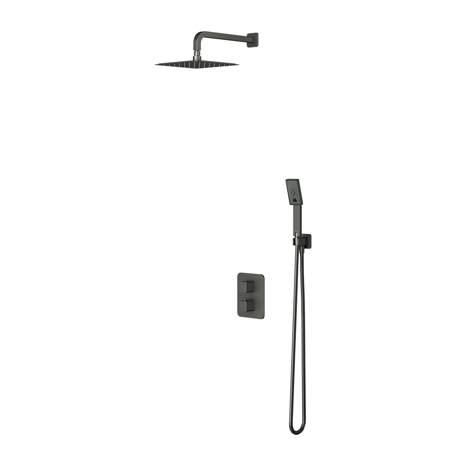 Omnires Parma doucheset inbouw met thermostaat met regendouche grafiet SYSPM11GR