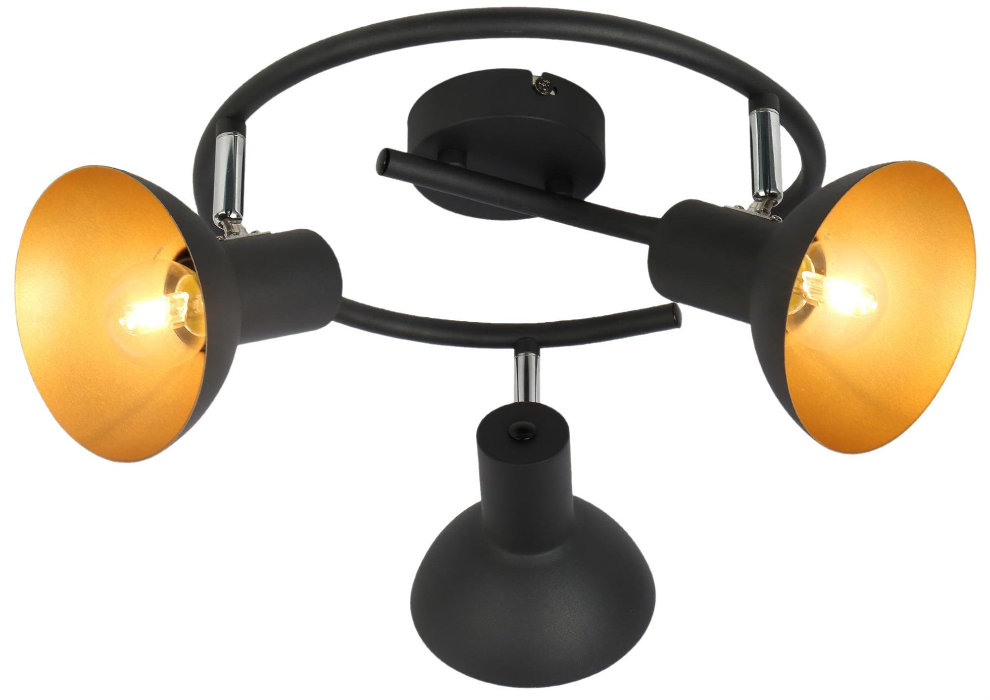 Candellux Diso plafondlamp 3x40 W zwart-gouden 98-63434