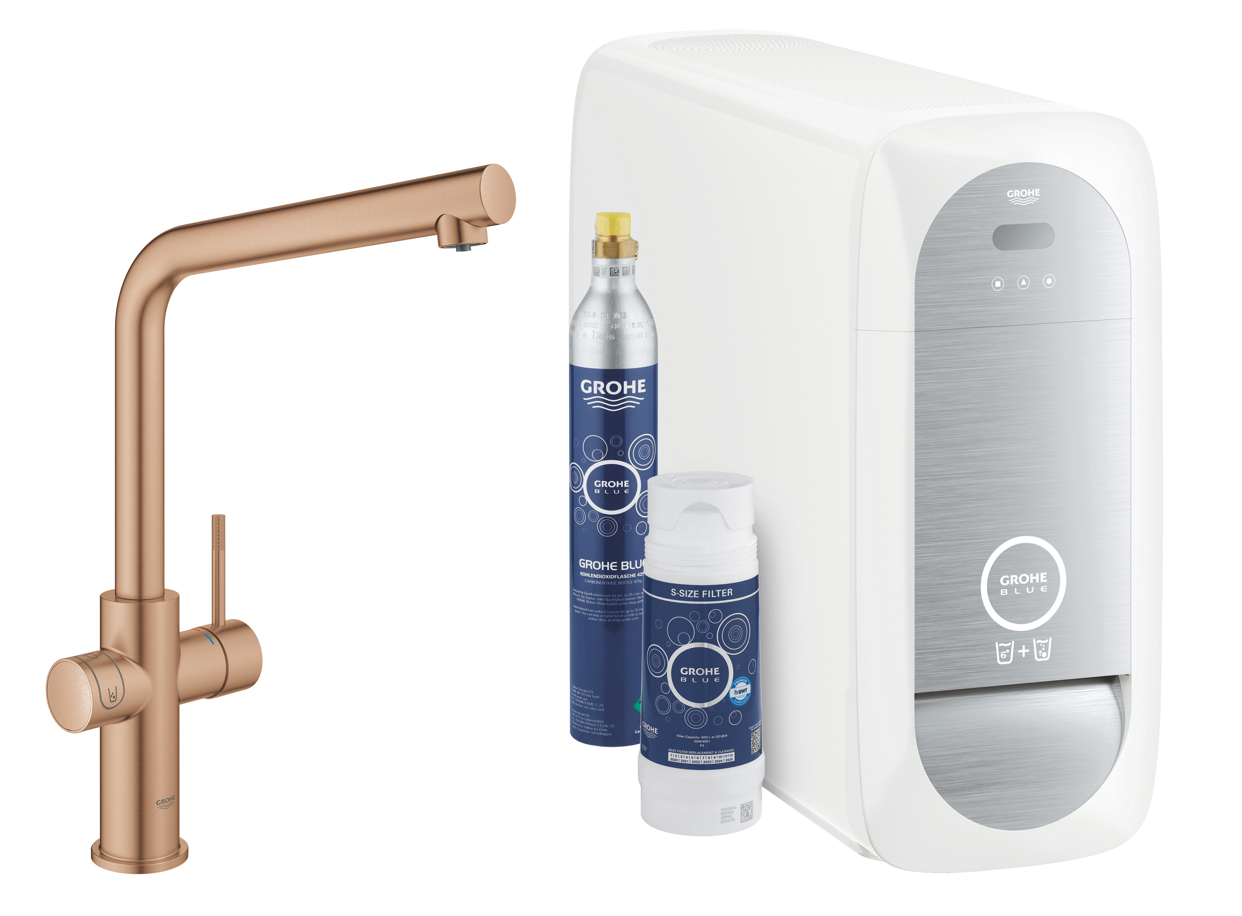 Grohe Blue keukenkraan met filter staand Brushed Warm Sunset 31454DL1
