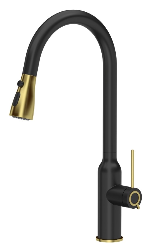 Quadron Jessica Q Line keukenkraan staand zwart-goud/antiek goud 3573591_BLMPVDG1