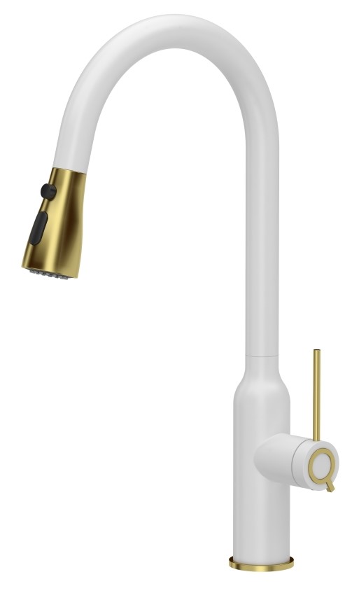 Quadron Jessica Q Line keukenkraan staand wit-goud/antiek goud 3573591_WHMPVDG1