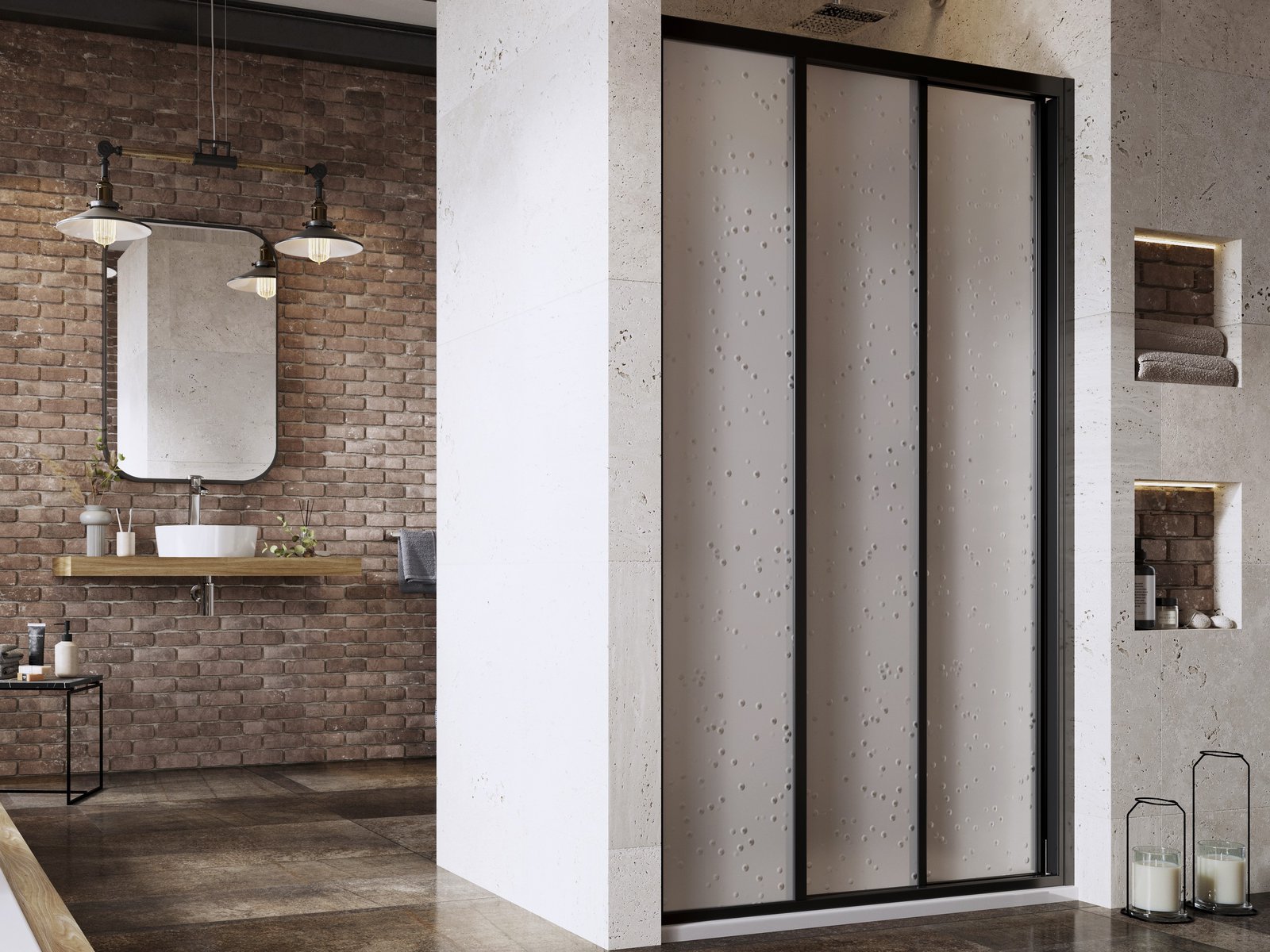 Ravak Supernova douchedeur 100 cm schuifbaar zwart mat/polystyreen kunststof 00VA03R211