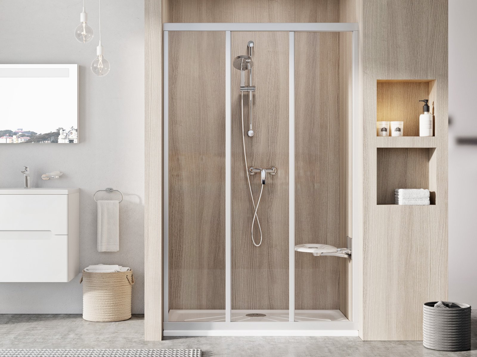 Ravak Supernova douchedeur 110 cm schuifbaar satijn mat/helder glas 00VD0UR2Z1