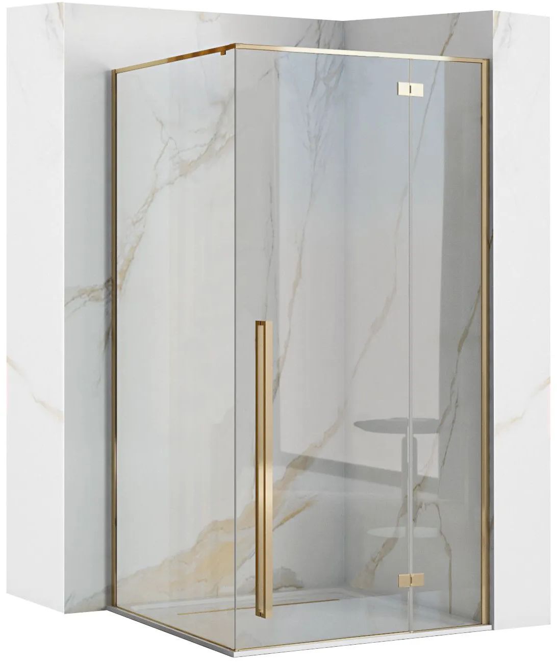 Rea Fargo douchecabine 100x80 cm rechthoekig gouden glans/helder glas REA-K4907