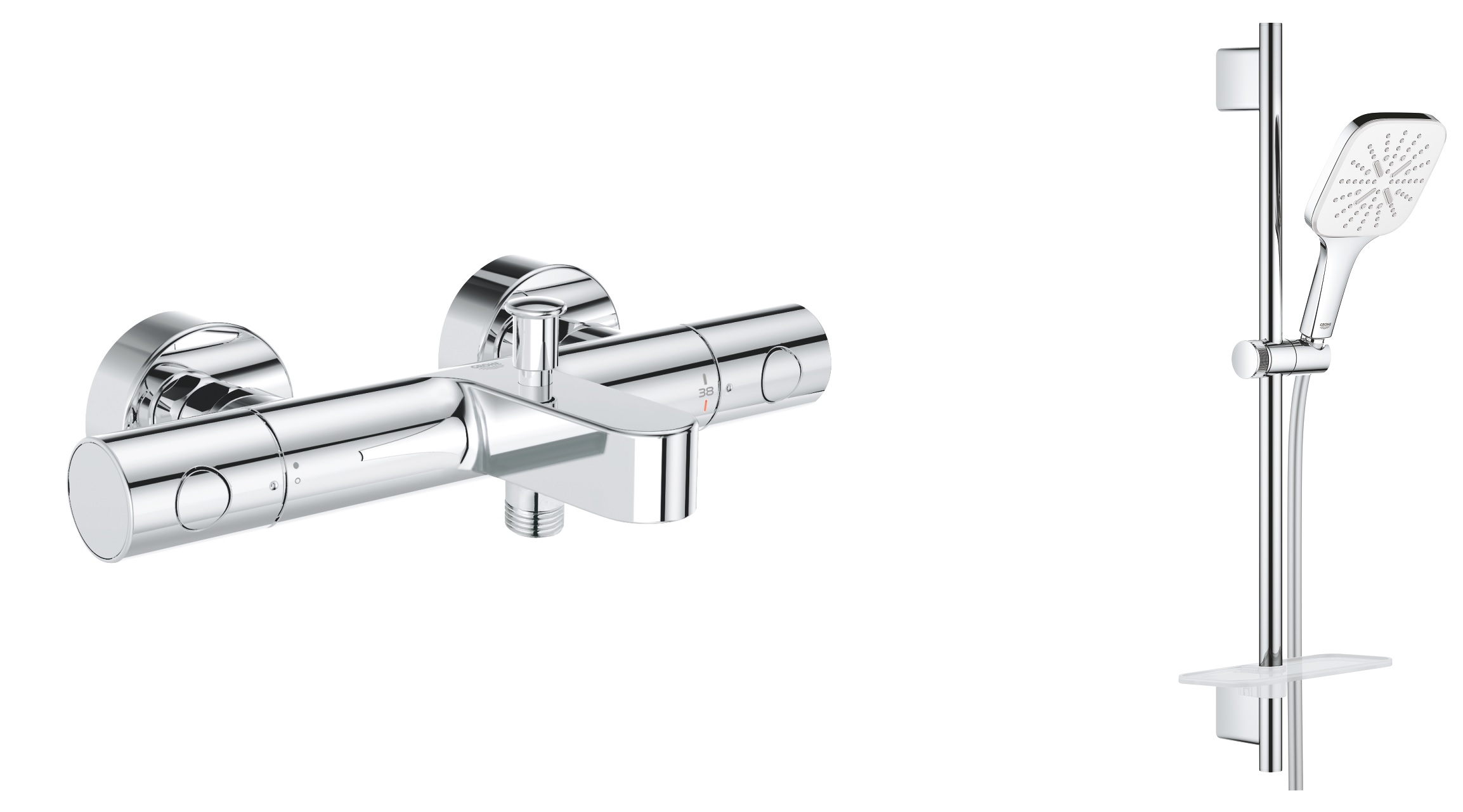 Set bad- en douchekraan Grohe Grohtherm 800 Cosmopolitan 34766000, doucheset Grohe Vitalio SmartActive 26596000