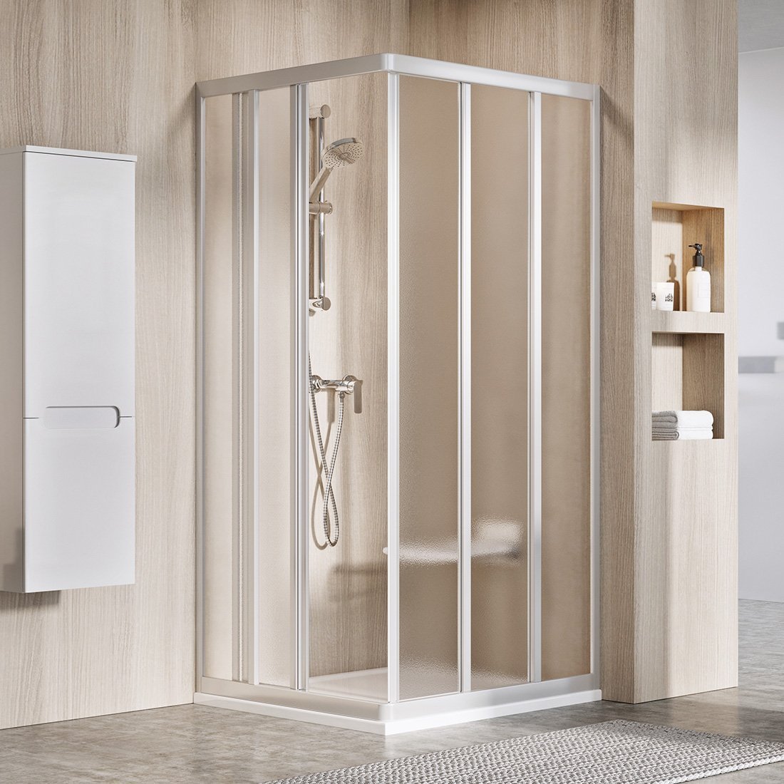 Ravak Supernova douchedeur 90 cm schuifbaar satijn mat/glas met patroon 15V70UR2ZG