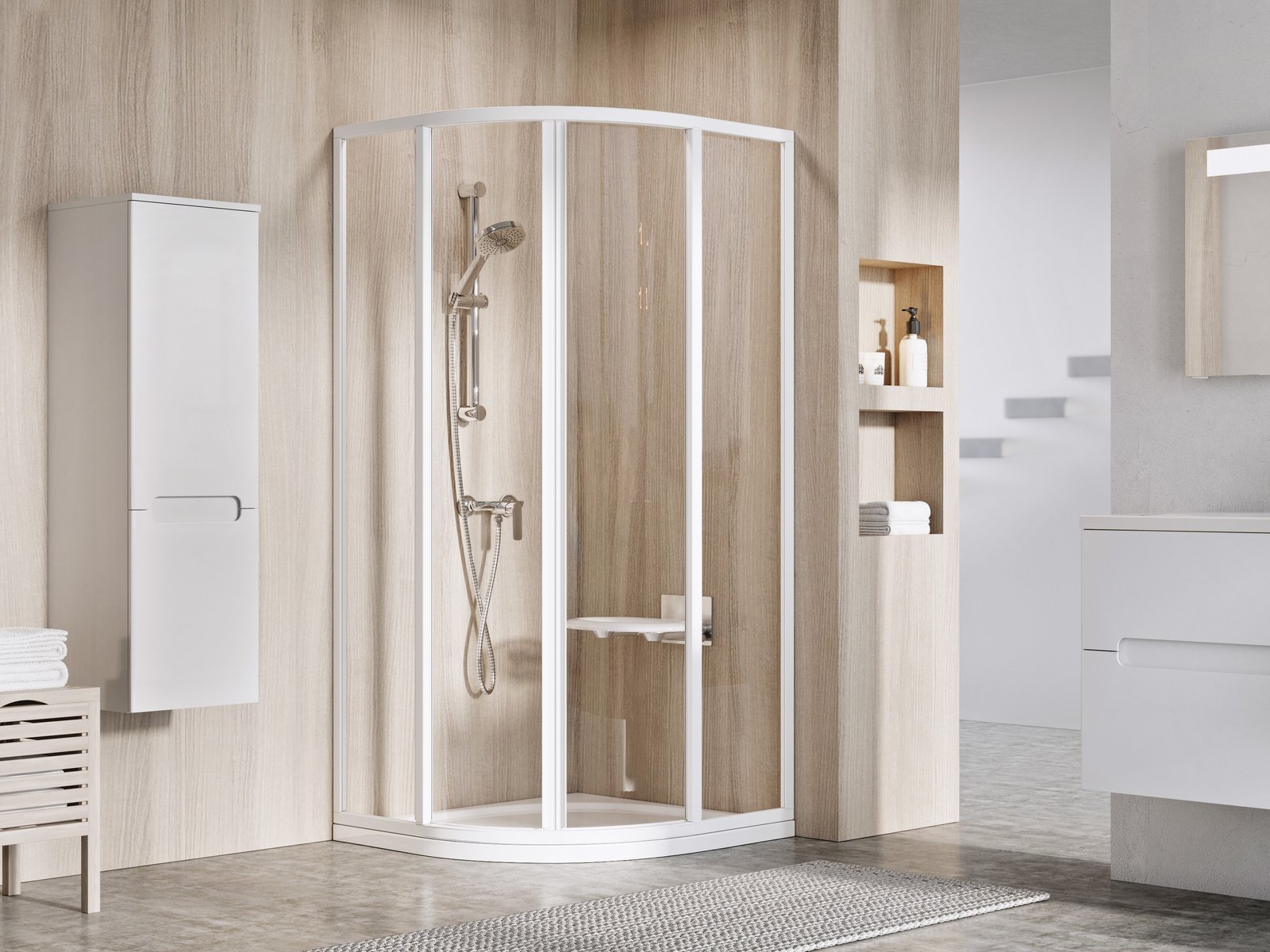 Ravak Supernova douchecabine 90x90 cm halfrond wit glans/helder glas 3117O102Z1