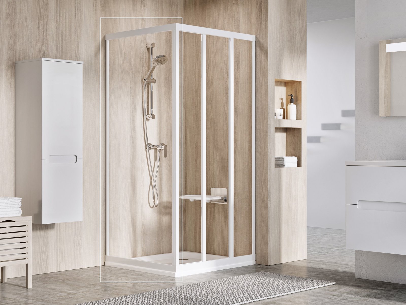 Ravak Supernova douchewand 80 cm wit glans/helder glas 940401R2Z1