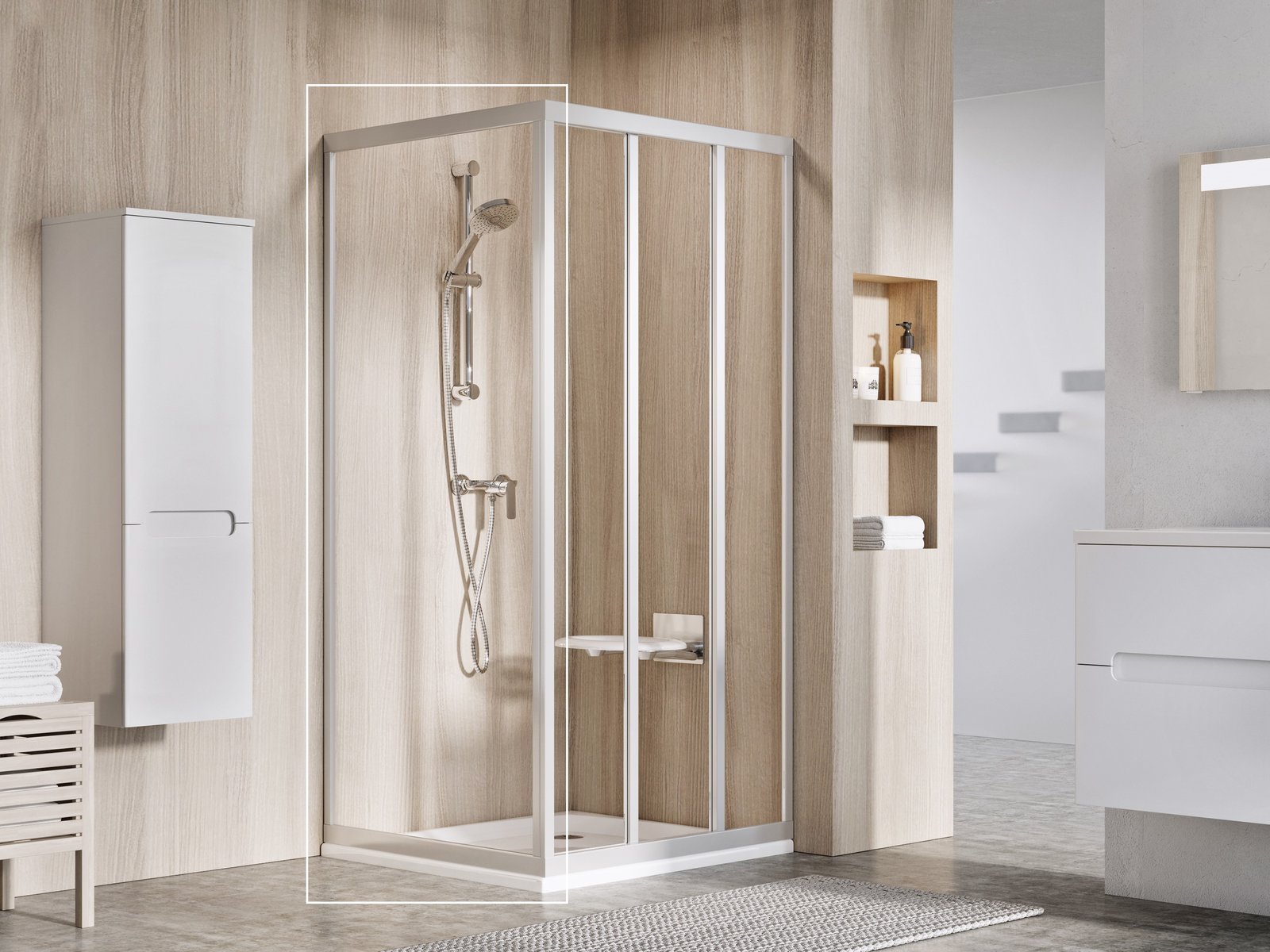 Ravak Supernova douchewand 90 cm satijn mat/helder glas 94070UR2Z1