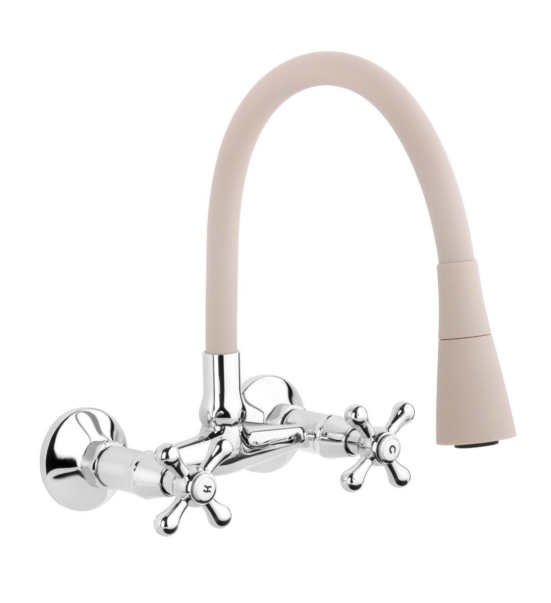 Invena Roma keukenkraan wand chroom-beige BC-24-E3S
