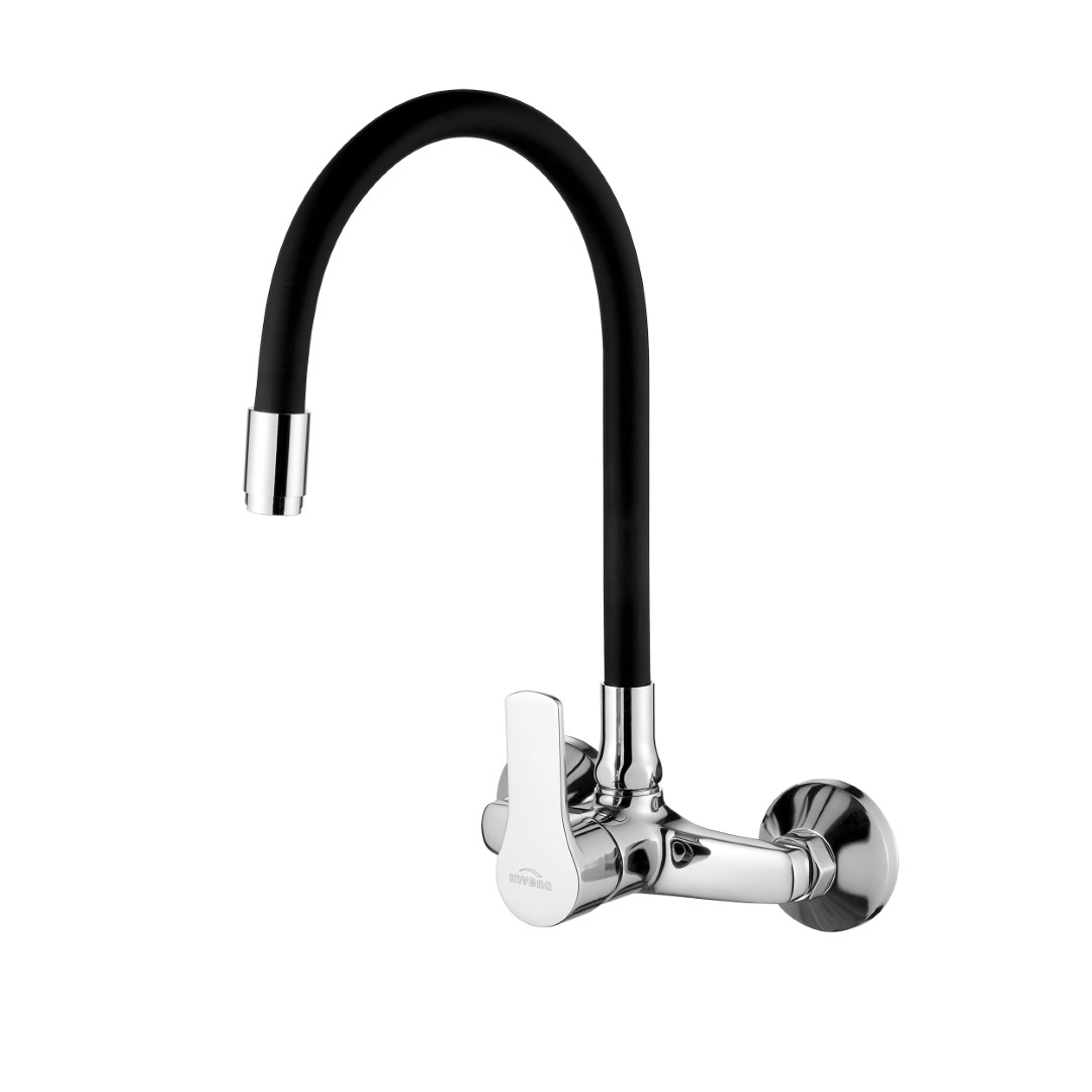 Invena Verso keukenkraan wand chroom-zwart BC-82-E4S