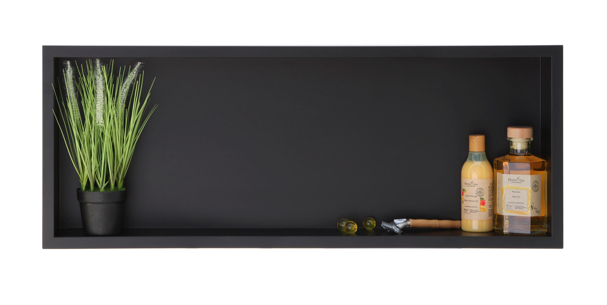 Balneo Wall-Box One Black inbouwplank 90 cm zwart OB-BL5