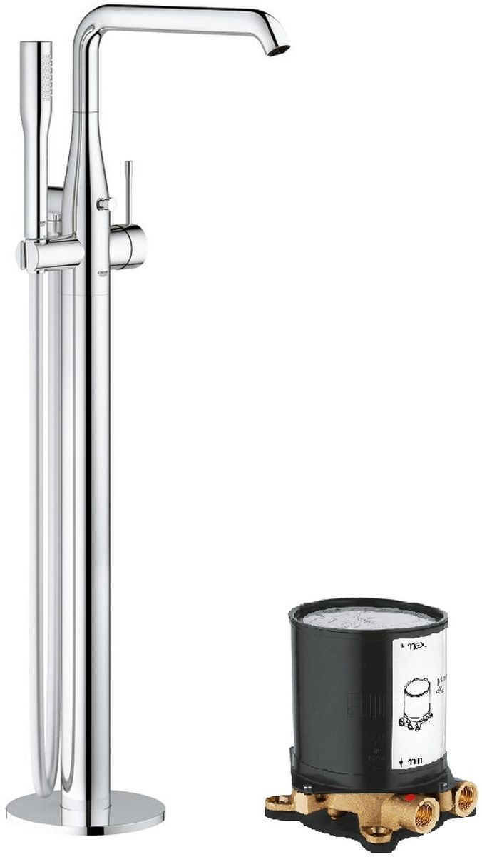 Set bad- en douchekraan Grohe Essence 23491001, vloermontage-element Grohe 45984001