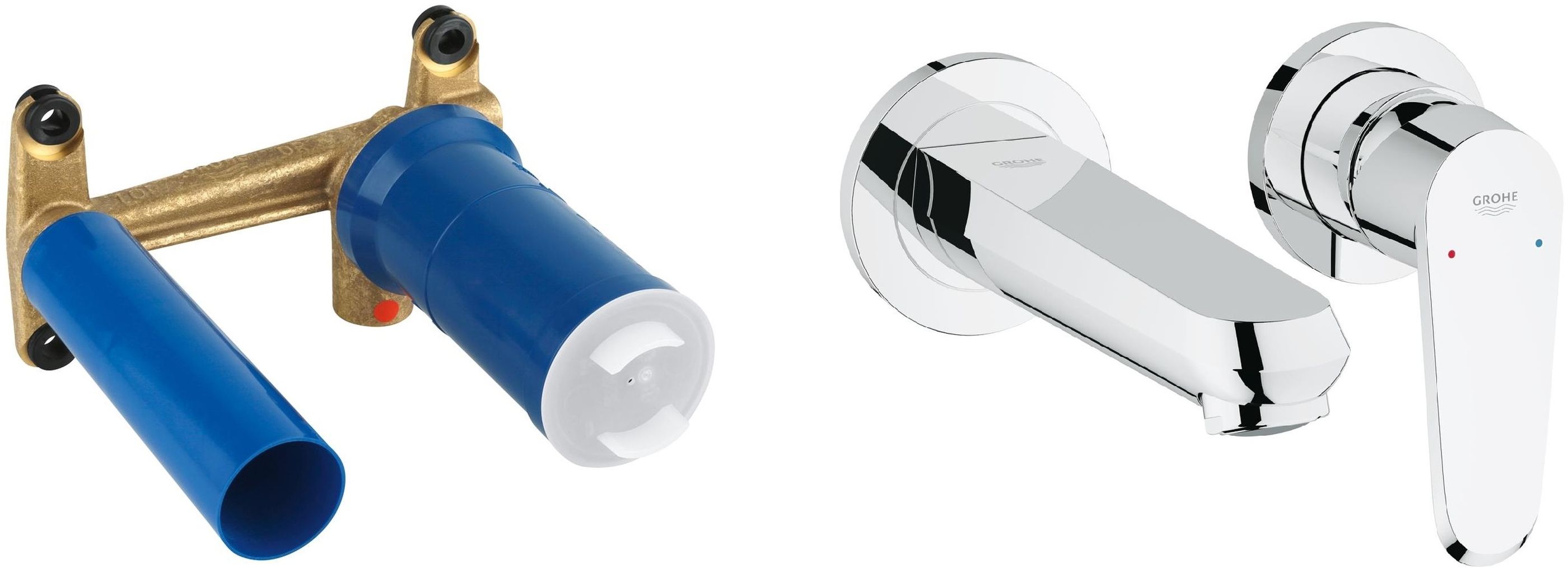 Set wastafelkraan Grohe Eurodisc Cosmopolitan 19573002, inbouwelement kraan Grohe Eurostyle 23571000