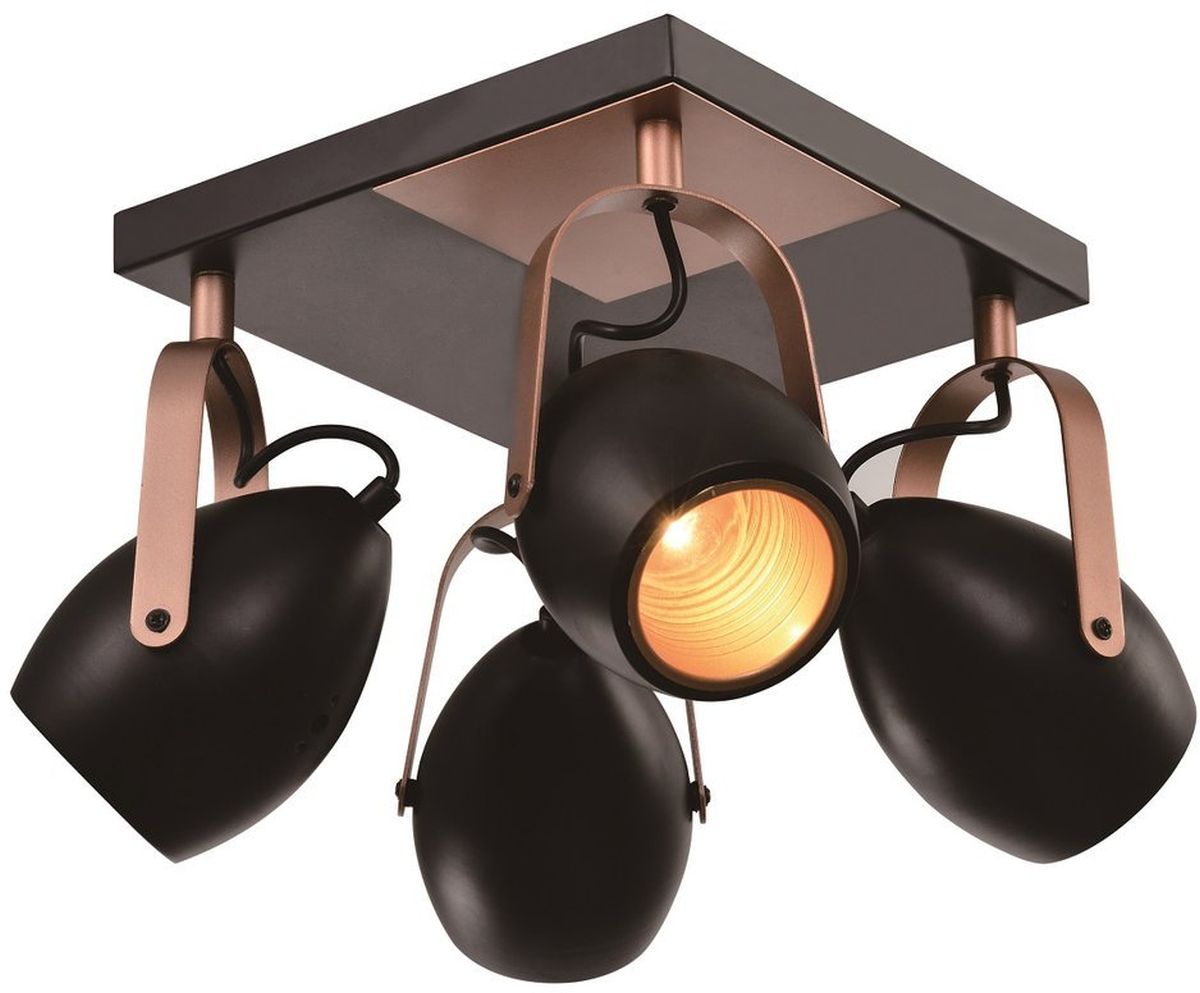 Candellux Anica plafondlamp 4x40 W zwart-koper 98-83128