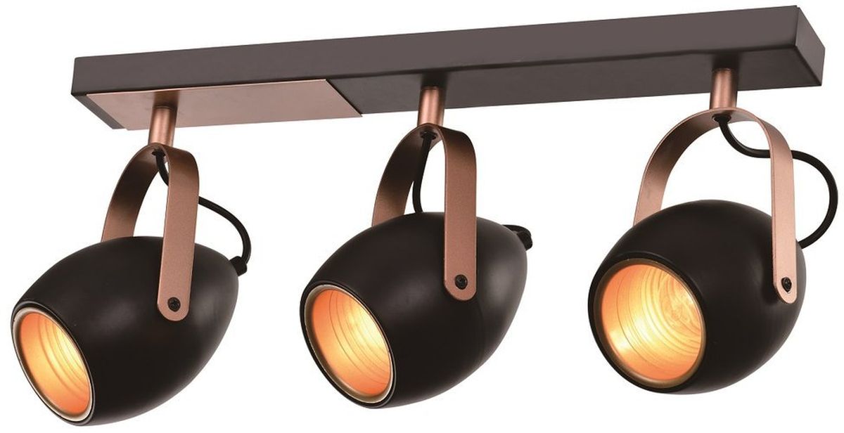 Candellux Anica plafondlamp 3x40 W zwart-koper 93-82589