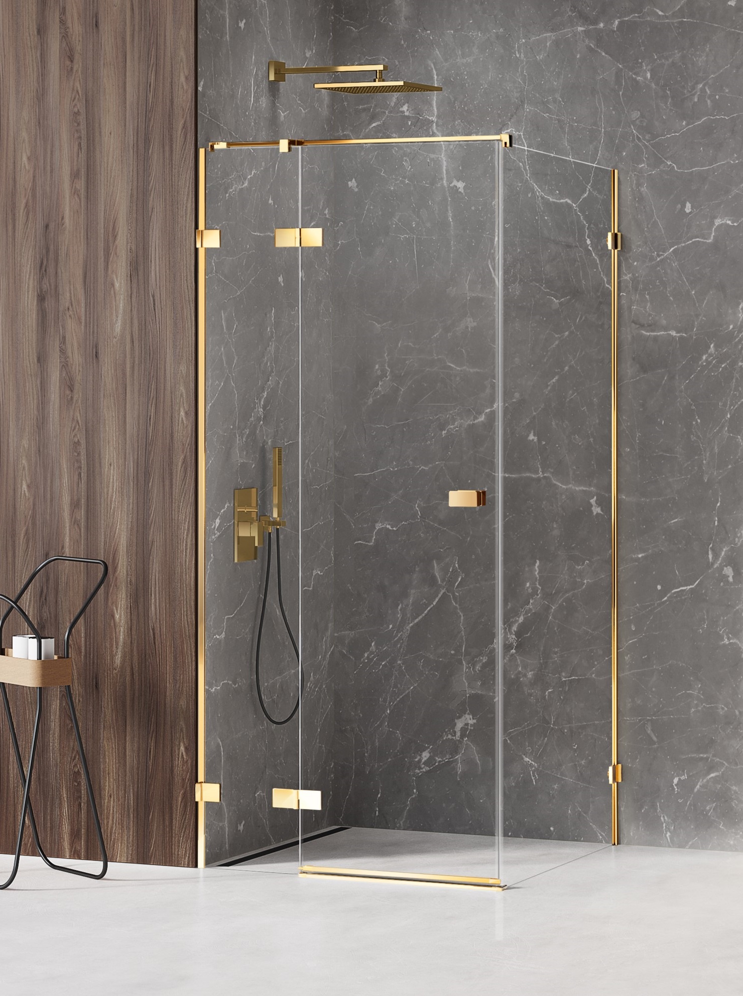 New Trendy Avexa Gold Shine douchecabine 110x90 cm rechthoekig gouden glans/helder glas EXK-1850